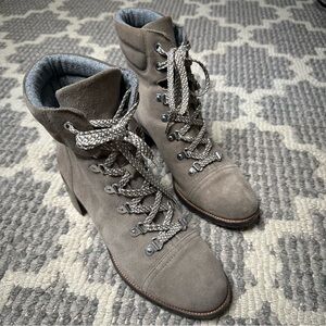 Sam Edelman Taupe Suede Block Heel Booties